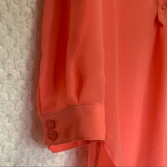 Kismet Size Medium Petite Salmon Coloured Sheer Blouse - Picture 5 of 12